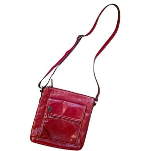 Gianni Bernini Red Leather Crossbody Bag Adjustable Strap